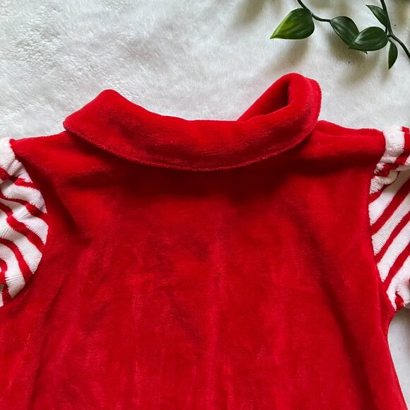 Tots Fifth Avenue Baby Footed Romper Size 6M | Red Velour Striped Pajamas VGUC - Picture 13 of 16